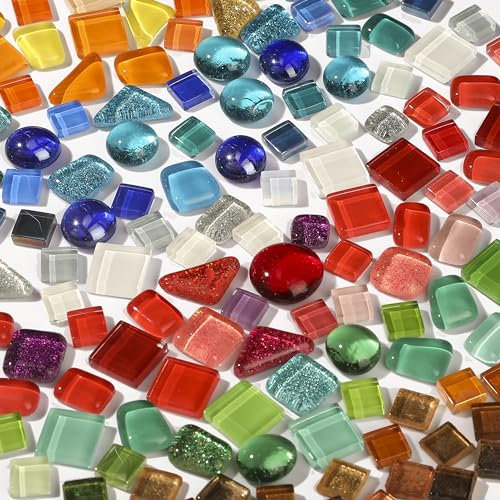 Worown (240 g) piastrelle a mosaico di cristallo colorato, mini mix di pietre per mosaico, set fai da te per adulti, per lavori artistici, decorazioni per la casa e progetti fai da te