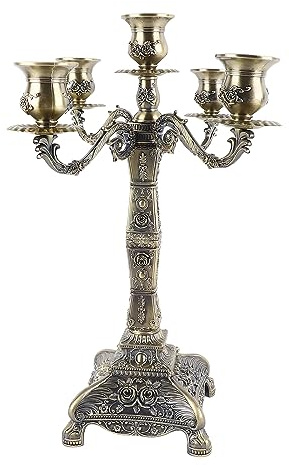 Candélabre à Bras en Métal, Bougeoir Vintage Exquis pour Dîners Romantiques, Fêtes, Décoration en Alliage pour la Maison (Cinq têtes en Bronze)