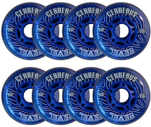 Alkali Hilo 4-76MM/4-80MM 74A X-Soft 76A Inline Roller Hockey Wheels 8 Pack (X-Soft Blue)