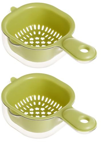 2-in-1 Obstsiebschale, Multifunktions Zweischichtiger Küchensieb Mini Beerenwaschmaschine mit Griff für Küche zum Abtropfen von Nudeln, Obst, Gemüse