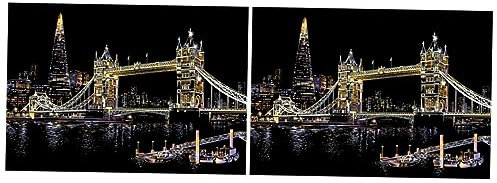 TOYANDONA 2stücke Adults Kratzbild Handwerk Zur Entspannung Handgemachtes Kratzbild London Tower Bridge Kreatives Entspannungsspiel Für Und Lebendige Muster Und Einfach Zu Verwenden