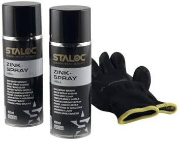 Staloc Zinkspray Rostschutz - Langzeit Rostschutz Spray für aktiven Korrosionsschutz, 400ml RAL 9006 hell - 2 Stück