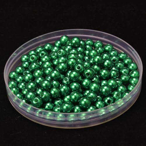 Duories ca.900 STK 6mm Runde Perlen zum Basteln, Kunststoffperlen Bunte Bastelperlen Perlen,Perlen zum Auffädeln für DIY Schmuck Zubehör, Streudeko Deko Perlen für Hochzeit Taufe Party Tischdeko,Grün