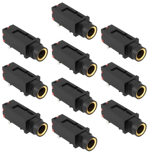 OTOTEC 10 Stück Vergoldung 6,35 Mm 3-polige Buchse Kopfhörer-Stereobuchse Ersatzteil 1/4 Zoll Kopfhörer-Stereobuchse Audio-Stereo-Anschluss Leiterplattenmontage 50 V/1 A