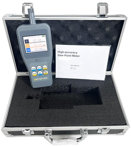 BHYIQI Portable Dew Point Meter with Resolution 0.01 99 Groups Data Storage LCD Display Measure Ambient Temperature,Dew Point Temperature,Wet Bulb Temperature,Relative Humidity,Absolute Humidity,PPMv