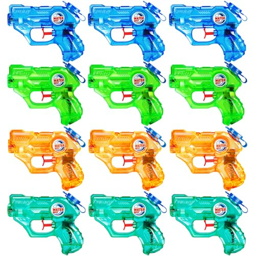 Quanquer 12-pack vattenpistoler för barn - 150 ml kapacitet mini vattenpistol med 7 m lång räckvidd, vattenpistol för barn pojkar flickor utomhus sommar pool trädgård vattenkamp fest