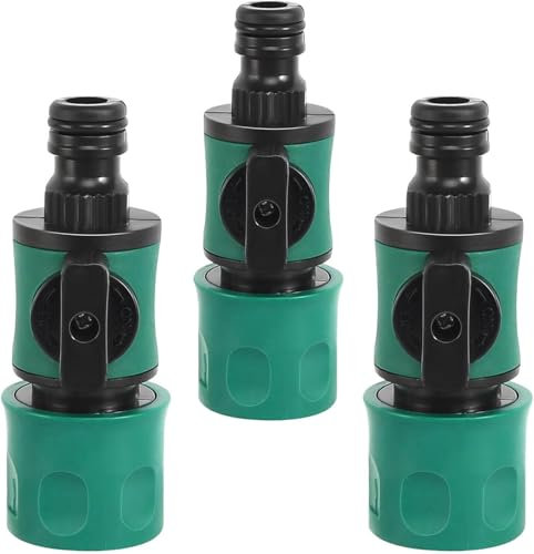 Hydrogarden 3 Piece Shut-off Valve for Pipe Connecting Hose Connector with Shut-off Valve Hose Coupling for Pipe Hose Valve Extender Universal Valve Switch Hoses Hose Coupling