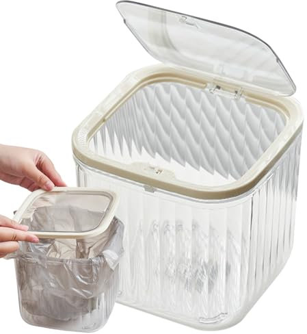 Poubelle De Bureau, Corbeille De Bureau Avec Ouverture Par Pression, Corbeille À Déchets Transparente Polyvalente Et Organisateur De Coton-Tiges Pour Dortoir, Cuisine, Salle De Bains Et Chambre