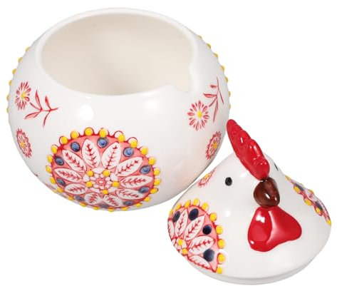 MUCKLILY Pot Céramique De Pâques Avec Couvercle Poule Mignonne Pour Biscuits Chips Bonbons Décoratif Pour Fête De Noël Organisation De Cuisine