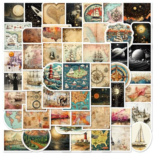 50 Pieces Retro Poster Stickers for Water Bottle|Vinyl Waterproof Sticker Laptop Skateboard Phone Car Decals for Teens Adults Party Favors Supplies Decor (Retro Decals)