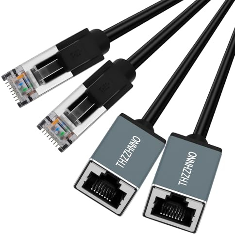 Thzzhnno Cable Alargador Ethernet de 1M 2 Unidades, Cable LAN Macho a Hembra RJ45 de 1000 Mbps, Extensor de red de alta velocidad para PC, router, módem, conmutador y Smart TV.