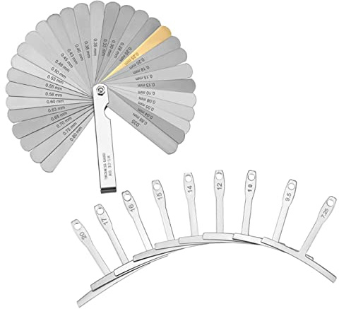 Mikikit Set 2 Pezzi Calibro Raggio per Chitarra in Acciaio Inox Righello Spessimetro Sotto Corde, Accessori Liutaio per Misurazione Precisa e Regolazione Manico, Strumenti Compatto