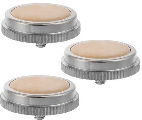 Trompetenknopf Zubehör mit Muscheleinlage für Trompete | Beige, Metall und Muschel, Sichere Schnappausführung, Vielseitig für Trompete und Tuba, 3 Stück