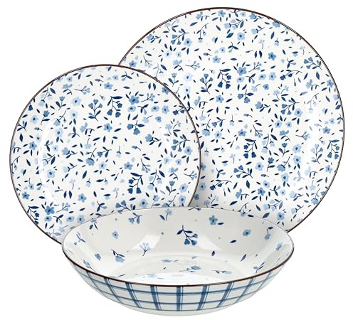 Tognana Cottage, servizio piatti 18 pezzi per 6 persone, Porcellana, Blu
