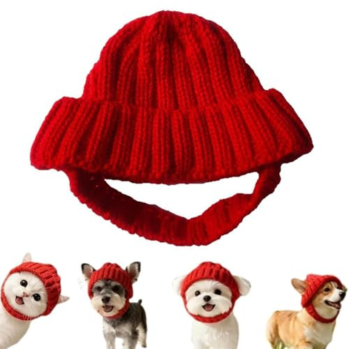 Cat Hat | Cute Soft Pet Headwear | Ear Hole Design Feline Cap | Thermal Cold Weather Cat Apparel | Stretch Fit Kostüm Zubehör | Party Walking Birthday Photoshoot Camping Home Travel für drinnen