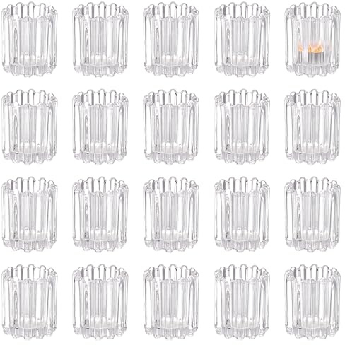 INTERWARM 20 bougeoir Votif en Verre Transparent Porte Bougies Votives Transparents Porte Bougies Chauffe Plat pour Centre de Table Noël Décor de Vacances