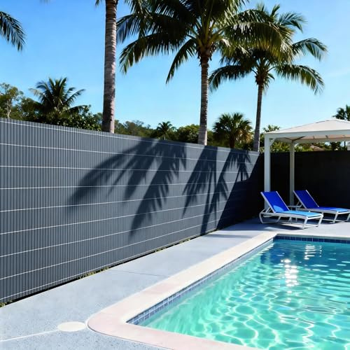 casa.pro Valla Jardin Exterior Cefalu 150 x 300 cm Cañizo PVC Malla Ocultacion Cañizo Jardin Ocultación Contra el Viento Pantalla de Privacidad Balcón Terraza Resistente 16 mm - Antracita