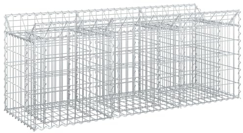 Galvanised Steel Gabion Raised Bed Silver 150 x 50 x 60 cm Planter Box for Garden