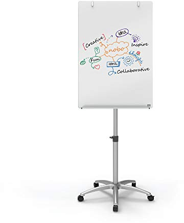 Nobo Diamond mobiles Flipchart aus Glas (hervorragend abwischbar, höhenregulierbar, für Flipchartblöcke geeignet) weiß