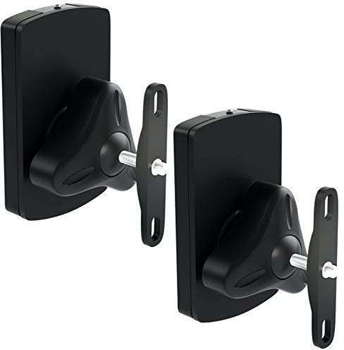 deleyCON 2x Supporti Staffe Universali per Altoparlanti e Casse Acustiche Girevoli + Inclinabili Peso fino a 10kg Montaggio a Soffitto + Montaggio a Parete - Nero