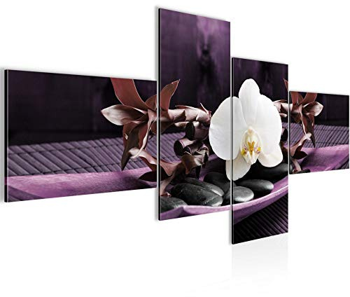 Runa Art Bild XXL 4 Teilig Feng Shui Orchidee 200 x 100 cm Kunstdruck auf Vlies Leinwand Wanddeko Wohnzimmer Schlafzimmer 502341b