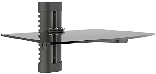 deleyCON Multimedia Wandregal Glasregal für DVD Blu-Ray Player Hi-Fi Receiver Spielekonsolen Wandhalterung Glasablage Multimedia Regal Sicherheitsglas