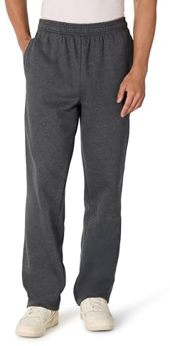 Amazon Essentials Men's Fleece Open Bottom Sweatpant (Available in Big and Tall), Charcoal Heather, L
