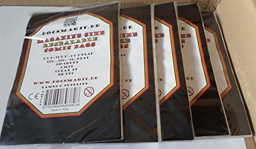 docsmagic.de 5x 100 Resealable Magazine Size Comic Book Bags 8-3/4x 11-1/8+ 1-1/2Flap- 2 Mil