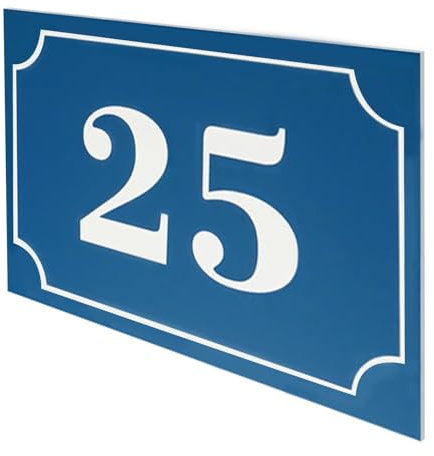 DECOHO - Numéro de boîte aux Lettres personnalisé Gravure Laser - Plaque PVC Bleu Chiffres Blancs - 12x8 cm adhésif 3M, extérieur, durabl - Bleu