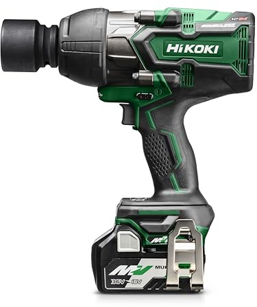HIKOKI 51200876 - Atornillador de impacto a batería multivolt 36V motor brushless 0-2100 rpm 1100Nm inserción cuadradillo 3/4 capacidad M10-M24 con 2 baterias y cargador WR36DAZ