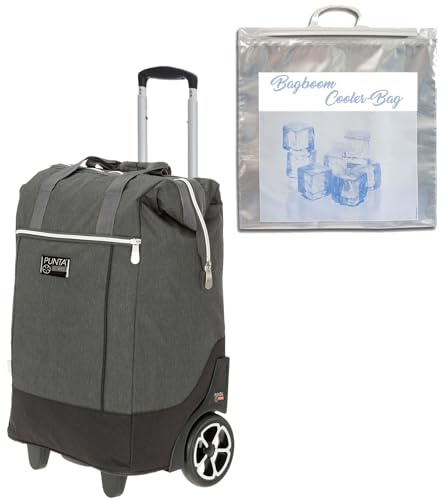 Punta Big Wheel Einkaufstrolley Shopping Trolley 10303 1700 Dunkgelgrau +t | Two Tone Dargrey Einkaufsroller Markt Korb Schwimmbad Saunatrolley + Thermotasche