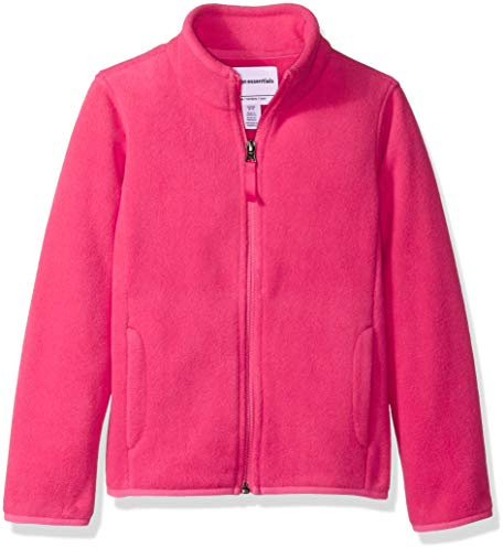 Amazon Essentials Girls' Polar Fleece Full-Zip Mock Jacket, Insulated Outerwear Coat, Pink, Small