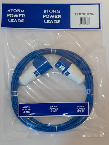STORM POWER LEADS BLUE ELECTRIC CARAVAN HOOK UP EXTENSION LEAD 5M - 25M 240V MAINS CABLE 16 AMP (25M)