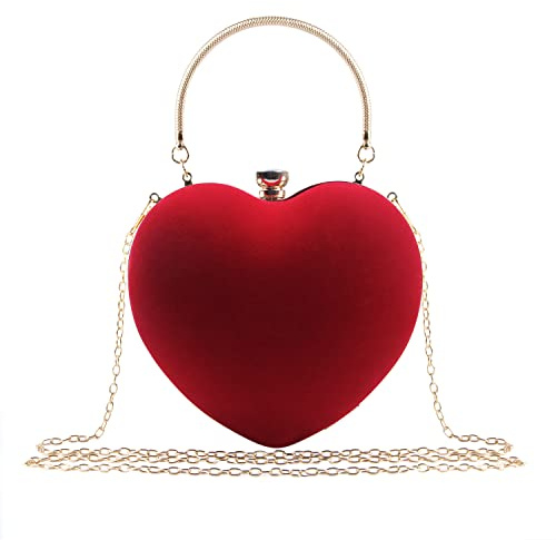 LHHMZ Women's Wedding Clutch Evening Bag - Heart-Shaped Purse, Stylish Mini Cocktail Prom Tote, Crossbody Handbag