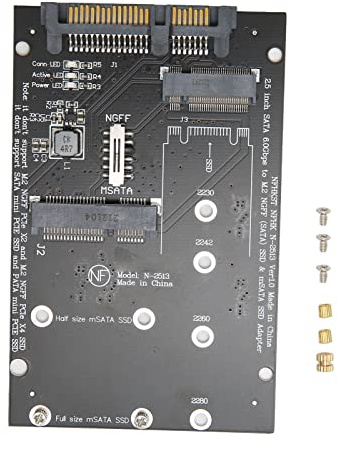 M.2 zu SATA Konverter Adapter, SATA M.2 + MSATA zu SATA Schnelle Übertragungsgeschwindigkeit Praktische PCB MSATA Festplattenadapterkarte für Computer