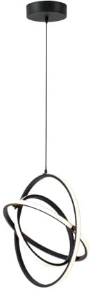 EGLO LED Pendelleuchte Retornio, Hängelampe für Wohnzimmer und Esstisch, hängende Esszimmerlampe mit 3 Ringen aus Metall und Kunststoff in schwarz und weiß, warmweiß, ∅ 53 cm