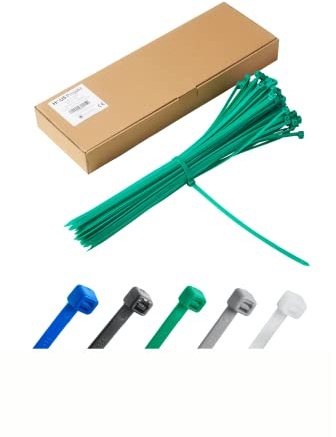 Kabelbinder 100 Stück Grün, 400 mm x 7,6 mm, UV-Beständige Mehrzweck-Kabelbinder für den Einsatz im Außen- und Innenbereich, Kabelmanagement für Haus, Büro, Garten, Garage, Werkstatt, Zäune