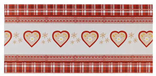 JOKE TIROL Küchenläufer PVC Meterware Küchenläufer Vinyl Küchenläufer Anti-Rutsch-Schmutzabweisend Tiroler Weihnachten Design (50 x 110 cm, LOVE RED)