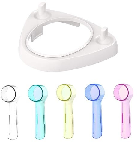 Porta Spazzolino Elettrico Antipolvere Testine- Base Supporto porta testine Supporto per Spazzolino Elettrico con 5 custodie antipolvere per testine Oral-B