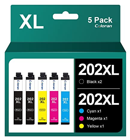 Coloran 202 XL Tintenpatrone Kompatibel für Epson 202 202XL Multipack, für Epson XP 6100 Druckerpatronen für epson Expression Premium XP-6000 XP-6105 XP-6005 XP6100 (5er-Pack)