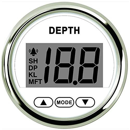 Yachtinstrument Universal- 2‚‘ 52mm Tiefenmesser Pulssignal Digital Boot Wasserdicht IP67. Tiefenmesser für Marine Boat Yacht Red Hintergrundbeleuchtung 9-32V Bootszähler (Color : WS)