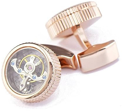 ALTCIRNMD Schöne Roségold Mechanische Tourbillon Manschettennieten, Männer Casual Stoff Inlay Französisches Hemd Manschettenknopf Business Hochzeitsfeier Schmuck Geschenk Jubiläum Geburtstag
