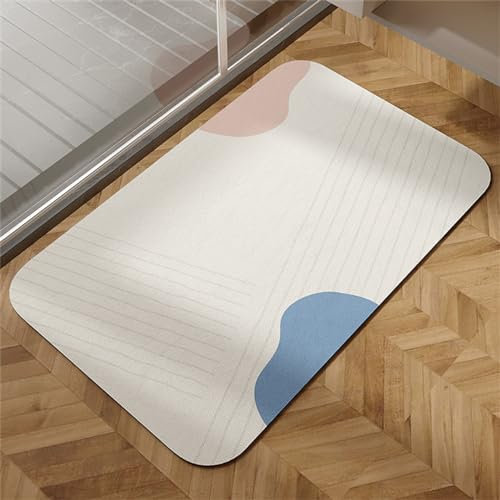 Badezimmerteppich, Badematte, Badematte Stein, Teppich Läufer, Stone Bath Mat, Badteppich Rutschfest Waschbar, Absorbierende Badematte, Duschmatte, Badvorleger, Duschvorleger, Carpet White-120x180cm