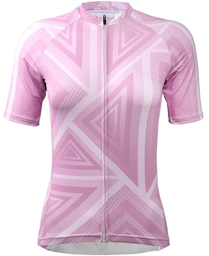 Wulibike Damen's Full Zip kortärmad cykling jersey, violett, M