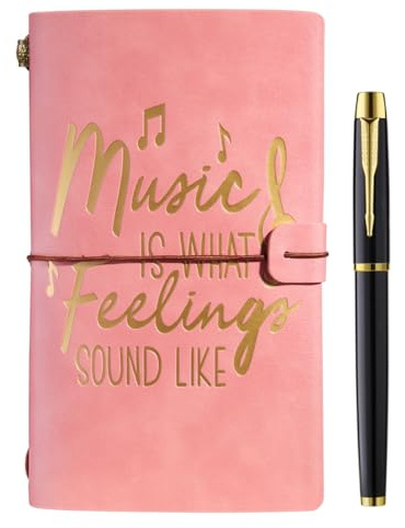 Music Lover Gifts Embossed Leather Journal Notebook Music Teacher Appreciation Gifts, Music Gifts for Teacher Musicians Women Men on Birthday Graduation Christmas