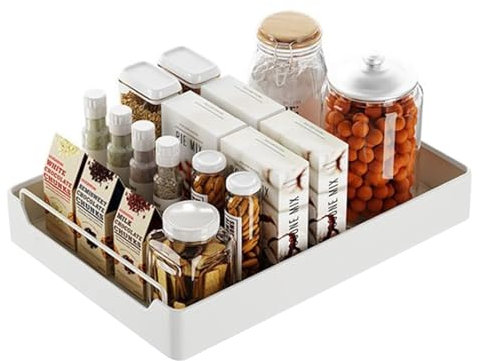 KOOMAL Pull out Cabinet Organizer Kitchen Storage Drawer, Slide Out Drawer Storage Shelves, No Need Drill and Nailing (L, 30CM)