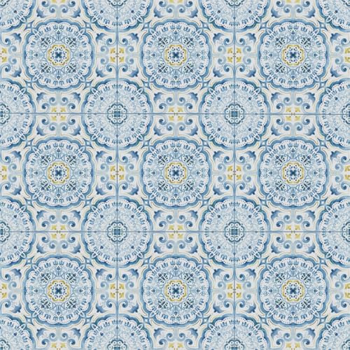 Self Adhesive Floor Tiles Peel and Stick Floor Tiles, Vinyl Flooring Waterproof, for Kitchen Bathroom Livingroom and Bedroom Flooring Blue and White 30x30cm 20pcs (1.8 Square Meter)