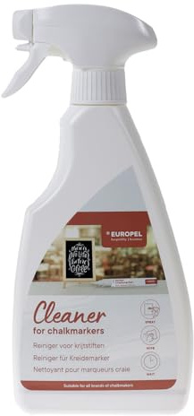 EUROPEL Reinigungsspray für Kreidemarker 500 ml – Entfernt wasserfeste Flüssigkreide rückstandslos, Kreidetafel, Whiteboard, Glas, für Gastronomie und Gewerbe
