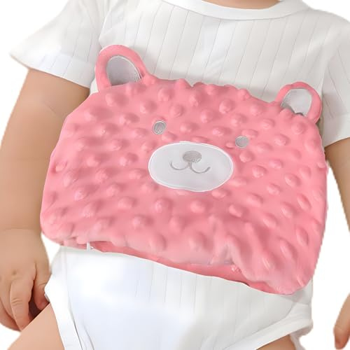 Alivio de cólicos y gases del bebé: envoltura térmica de abdomen con semillas de casia, almohadilla térmica para bebé, alivia y alivia los gases, la hinchazón y el malestar estomacal (rojo)