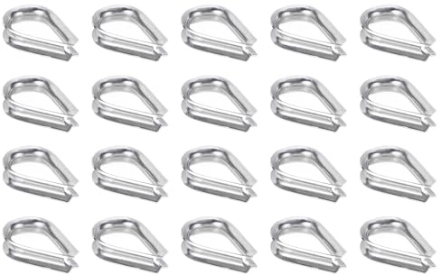 PATIKIL M5 316 Stainless Steel Thimble for 3/16 Dia Wire Rope Cable, 20 Pack 5mm Thimbles Rigging for Lifting Hanging Securing
